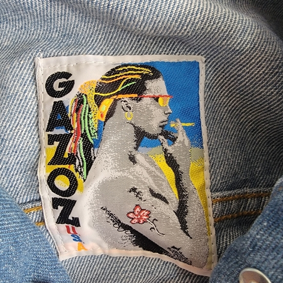 Gazoz 80s Vintage Crop Denim Vest Sz L - Picture 4 of 7